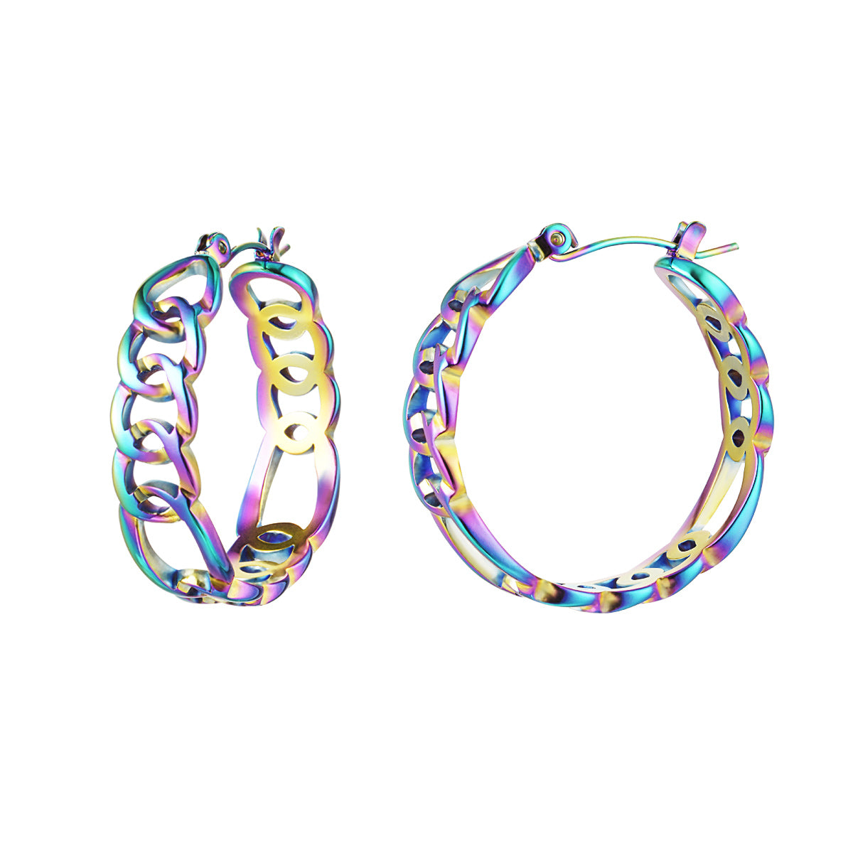 Boucle d'oreille holographique en acier inoxydable