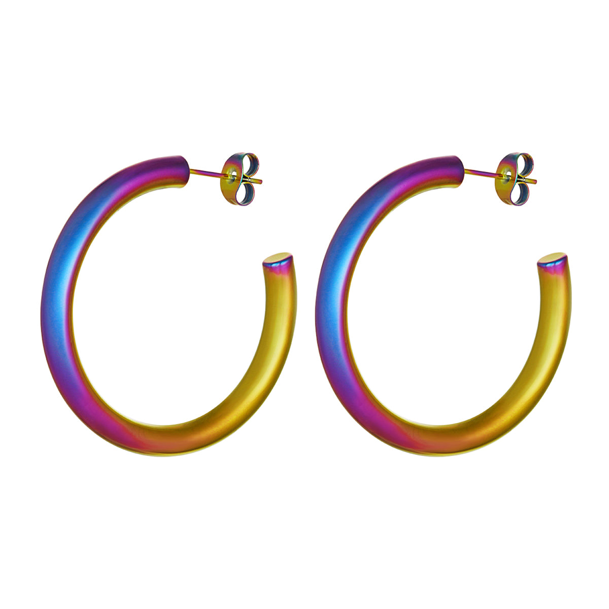 Boucle d'oreille holographique en acier inoxydable