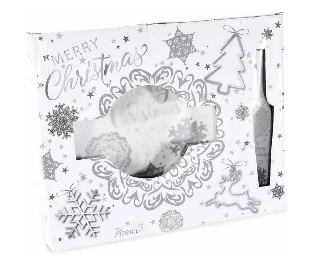 Assiettes avec pelle à gâteau en porcelaine décorée