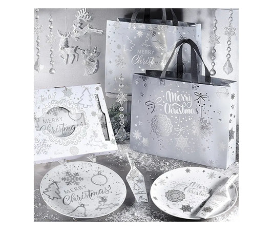 Assiettes avec pelle à gâteau en porcelaine décorée