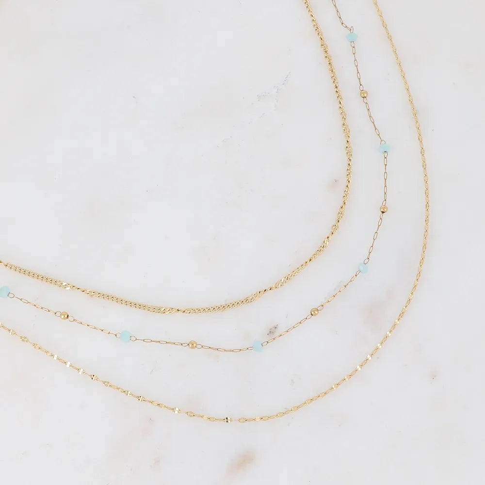 Collier Vanessa - 3 Rangs & Pâtes de Verre | Acier Inoxydable