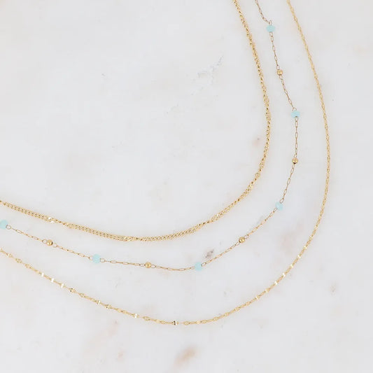 Collier Vanessa - 3 Rangs & Pâtes de Verre | Acier Inoxydable