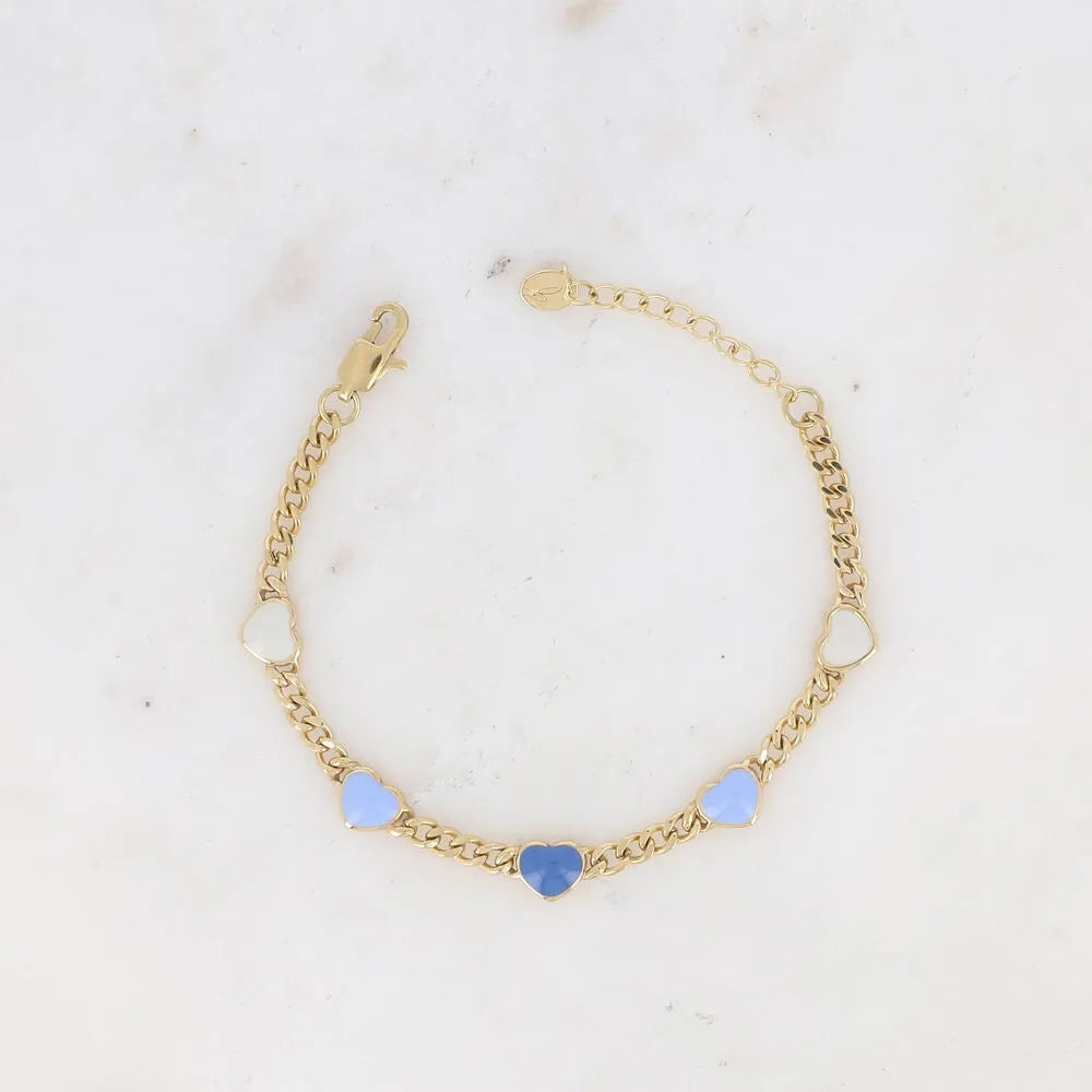 Bracelet Elisca - Maille Gourmette & Cœurs Émail | Bohm Paris