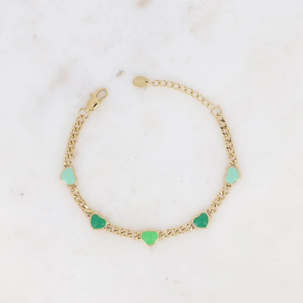 Bracelet Elisca - Maille Gourmette & Cœurs Émail | Bohm Paris