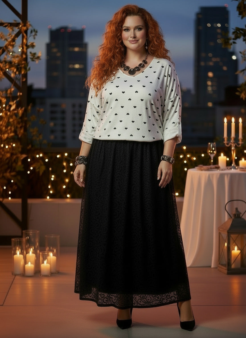 Pull coeur grande taille