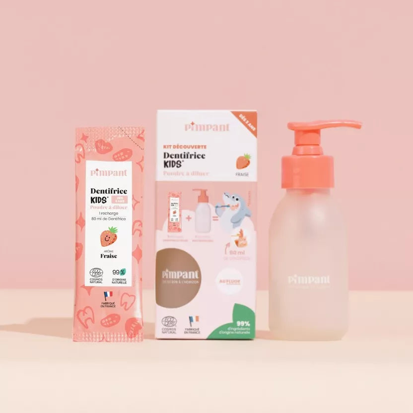 Kit Découverte Dentifrice Kids Fraise (1 bouteille + 1 stick)