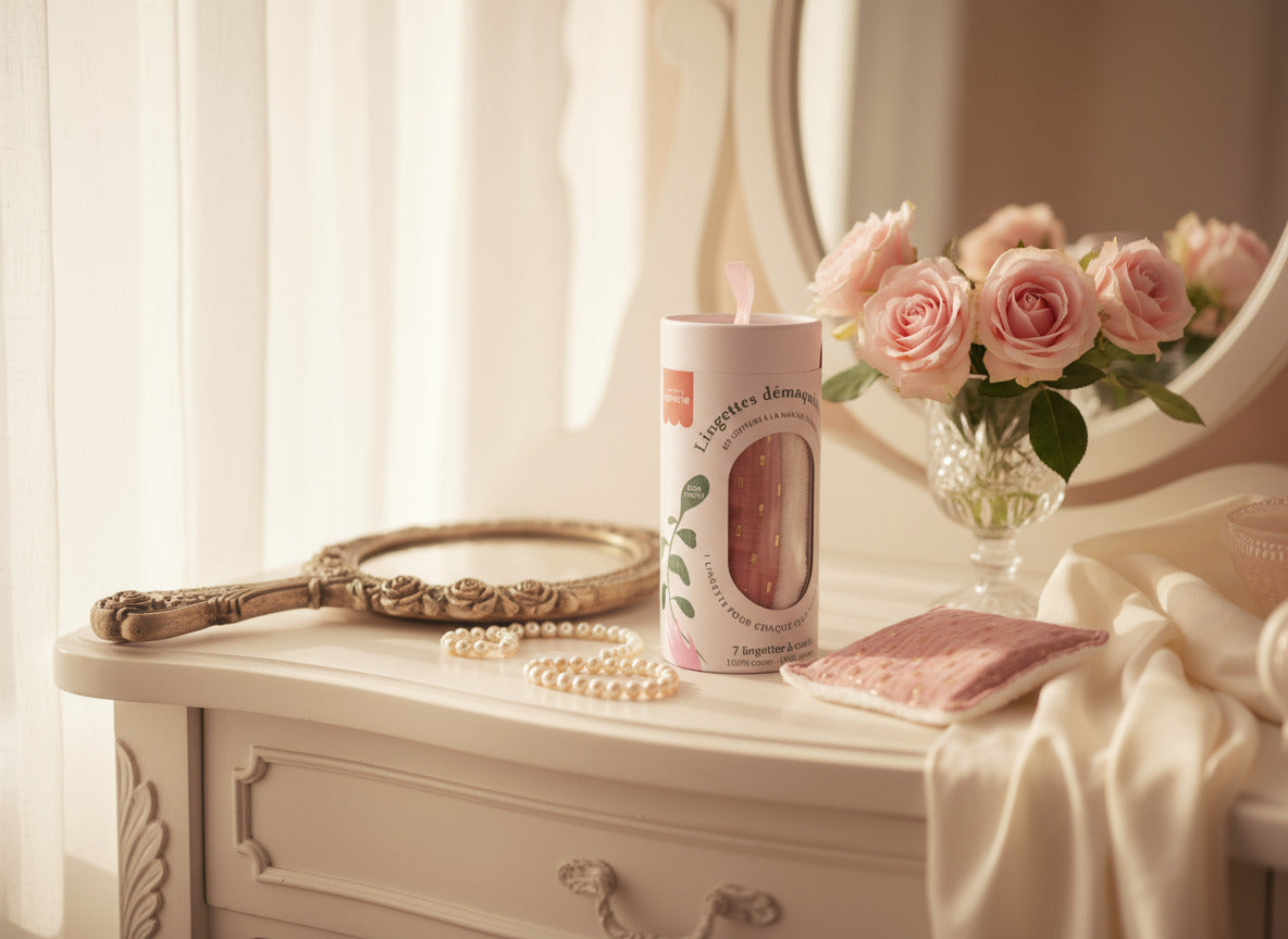 Kit couture - 7 lingettes démaquillantes à coudre - Blush/Or