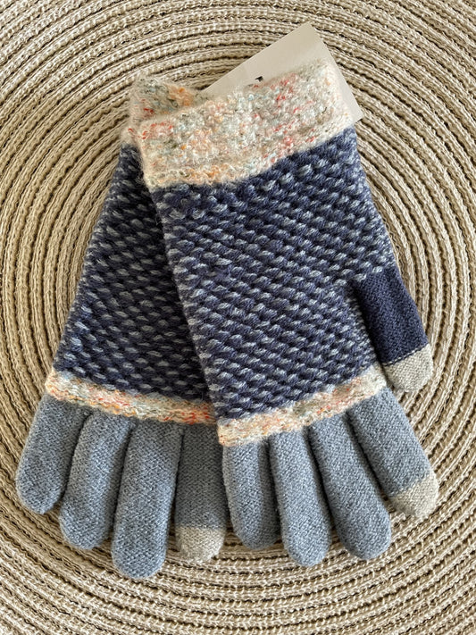Gants Hiver Épais Tricot Texturé et Poignets Mouchetés – Style Rétro