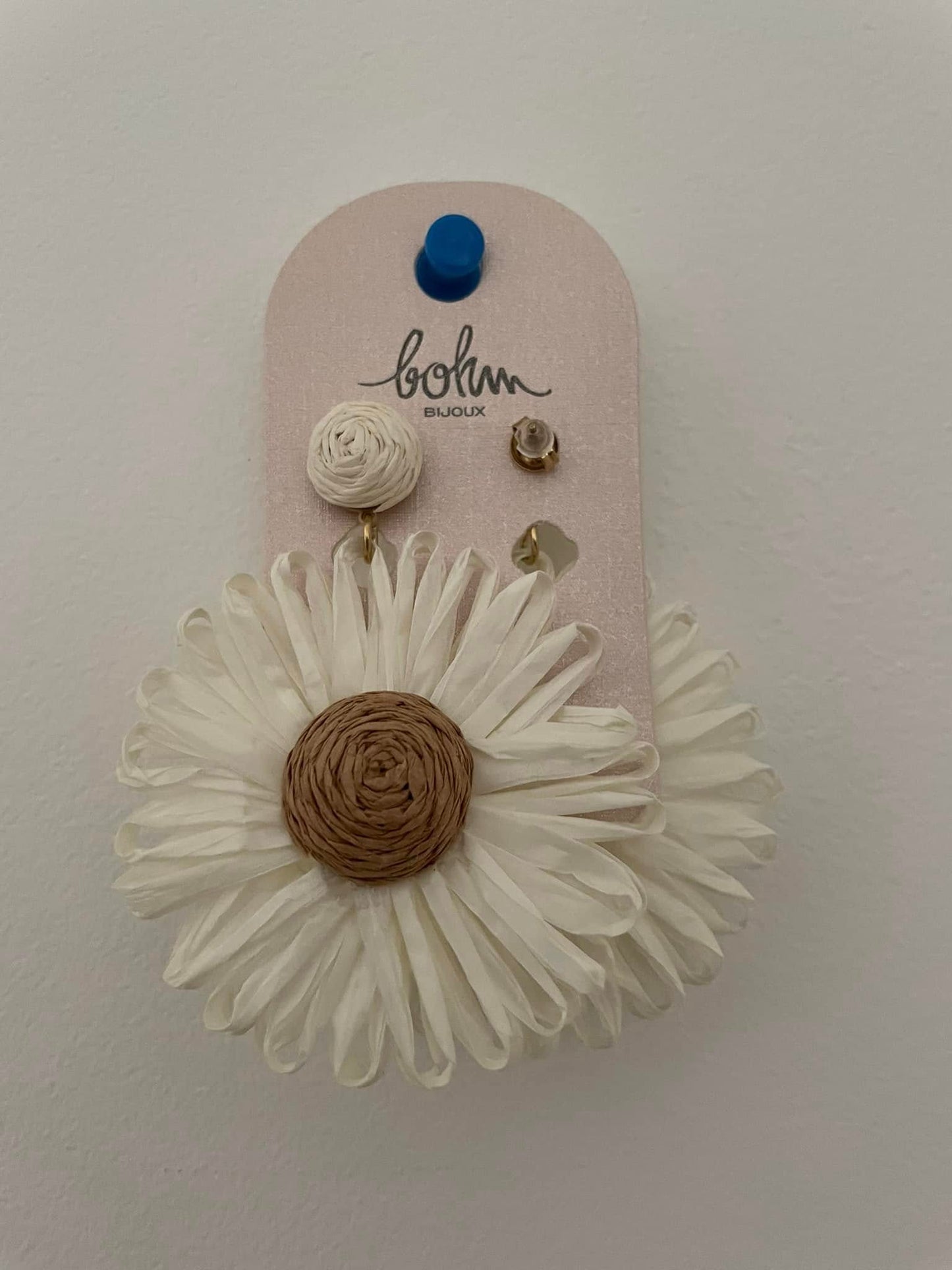 Boucle d'oreille fleur en raphia 4 couleurs Bohm Paris