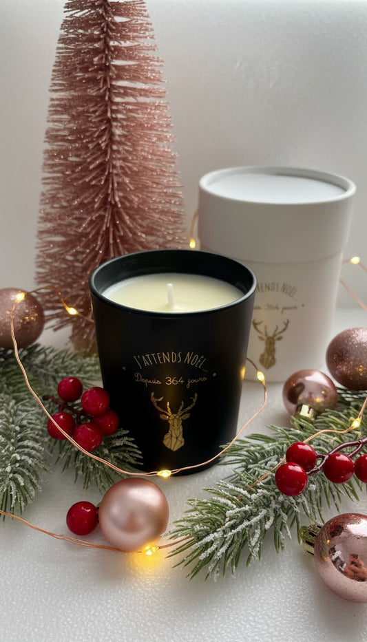 Bougie artisanale j'attends Noël depuis 364 jours
