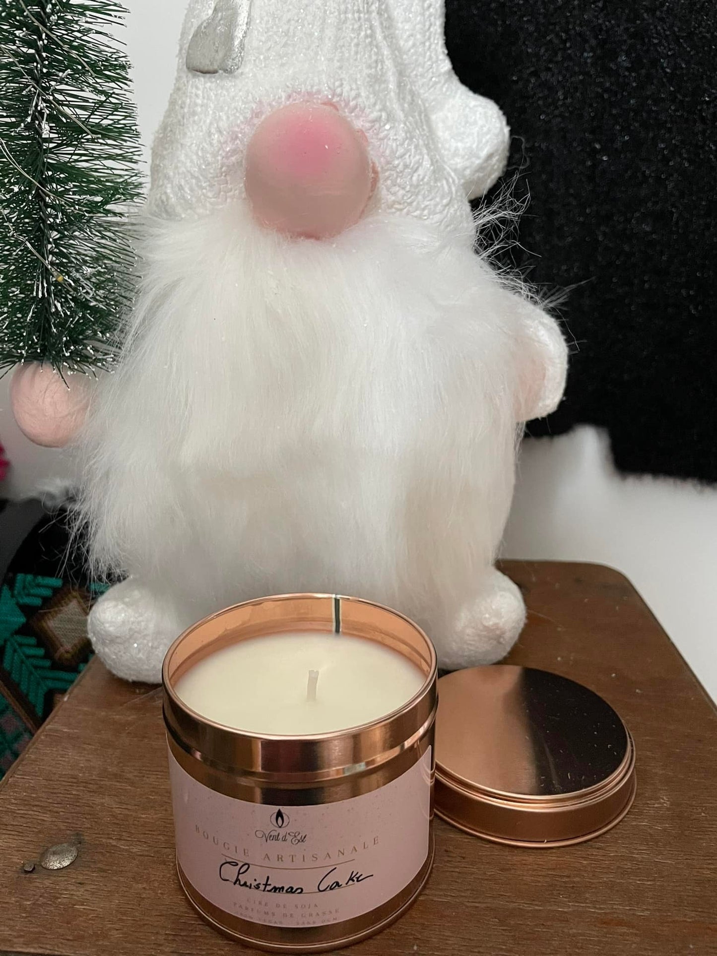 Bougie artisanale de Noël en boite métalisé