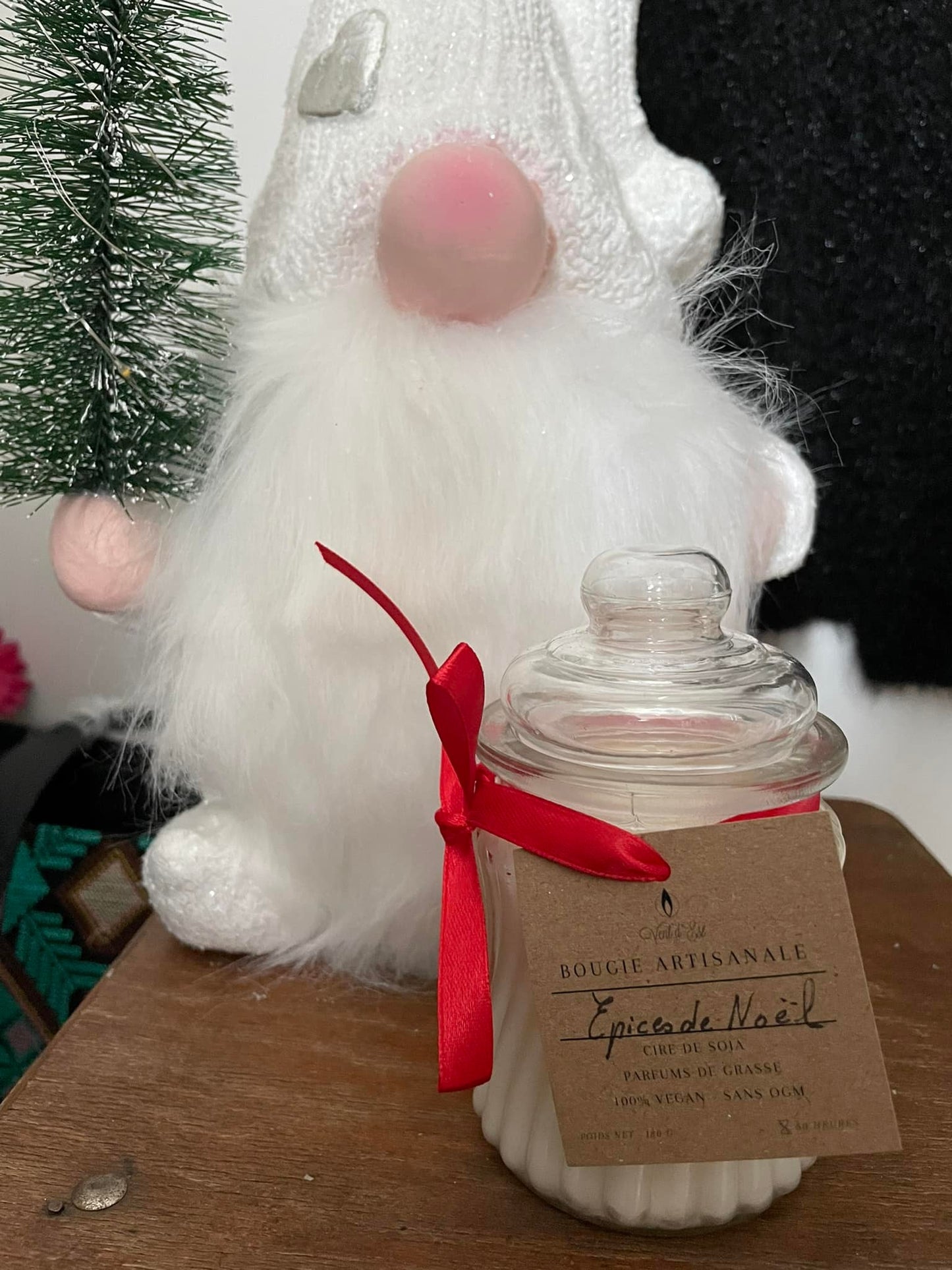 Bougie artisanale de Noël en bonbonnière