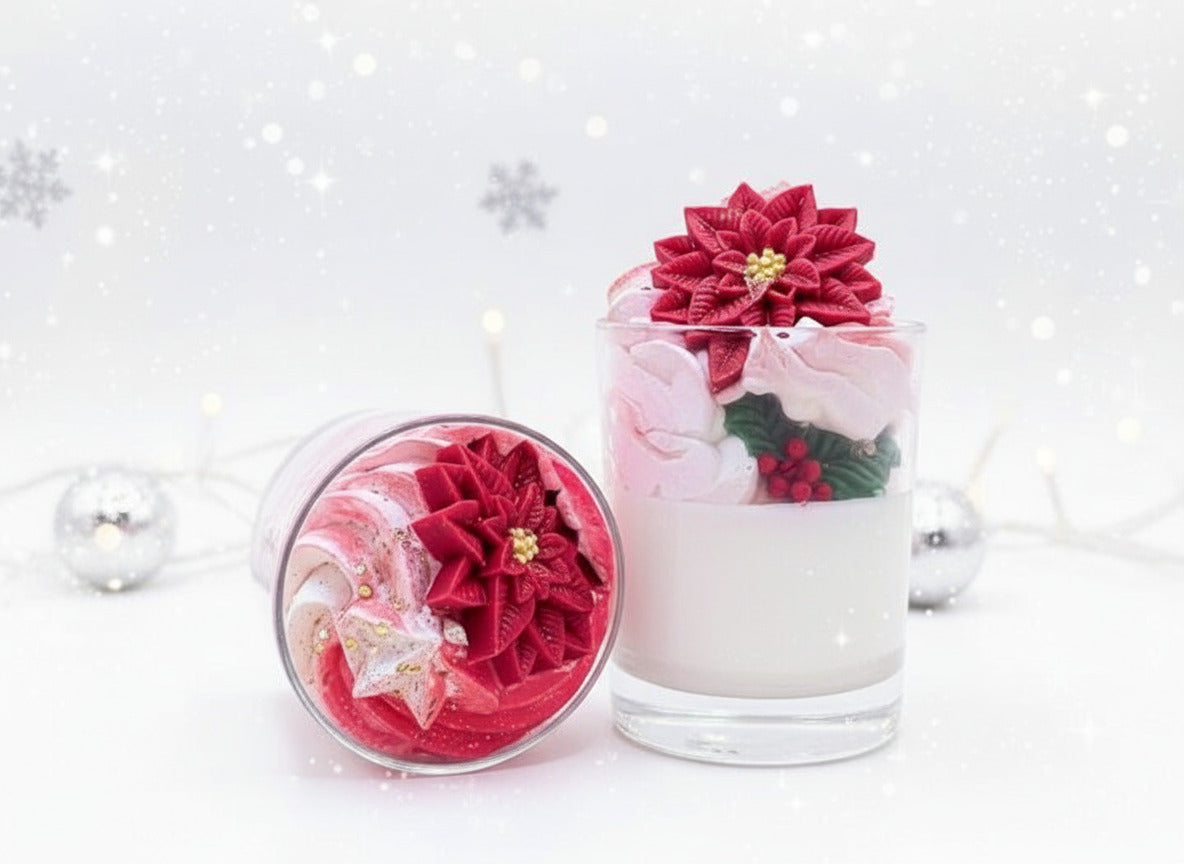 Bougie artisanale de Noël houx