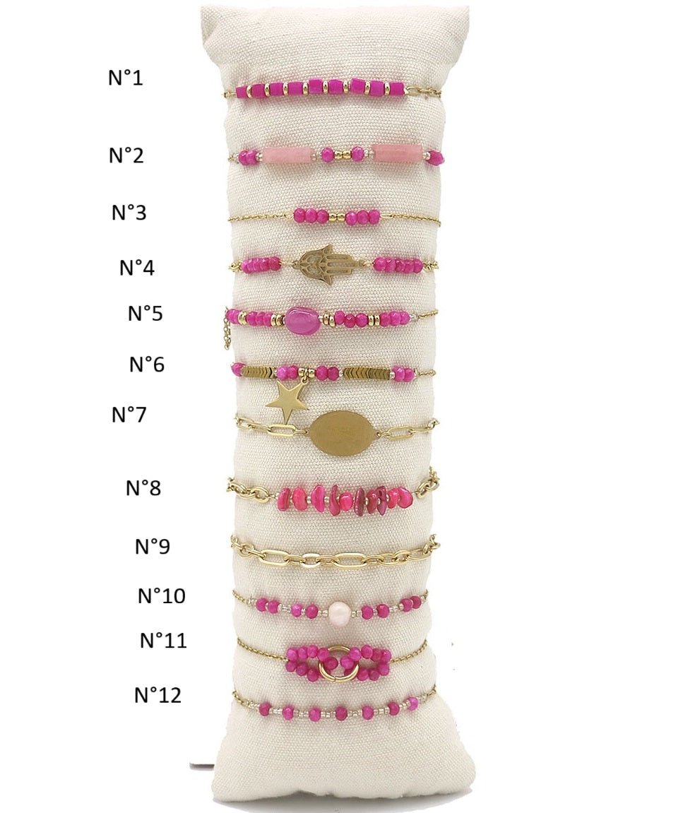 Bracelet en acier inoxydable et pierres