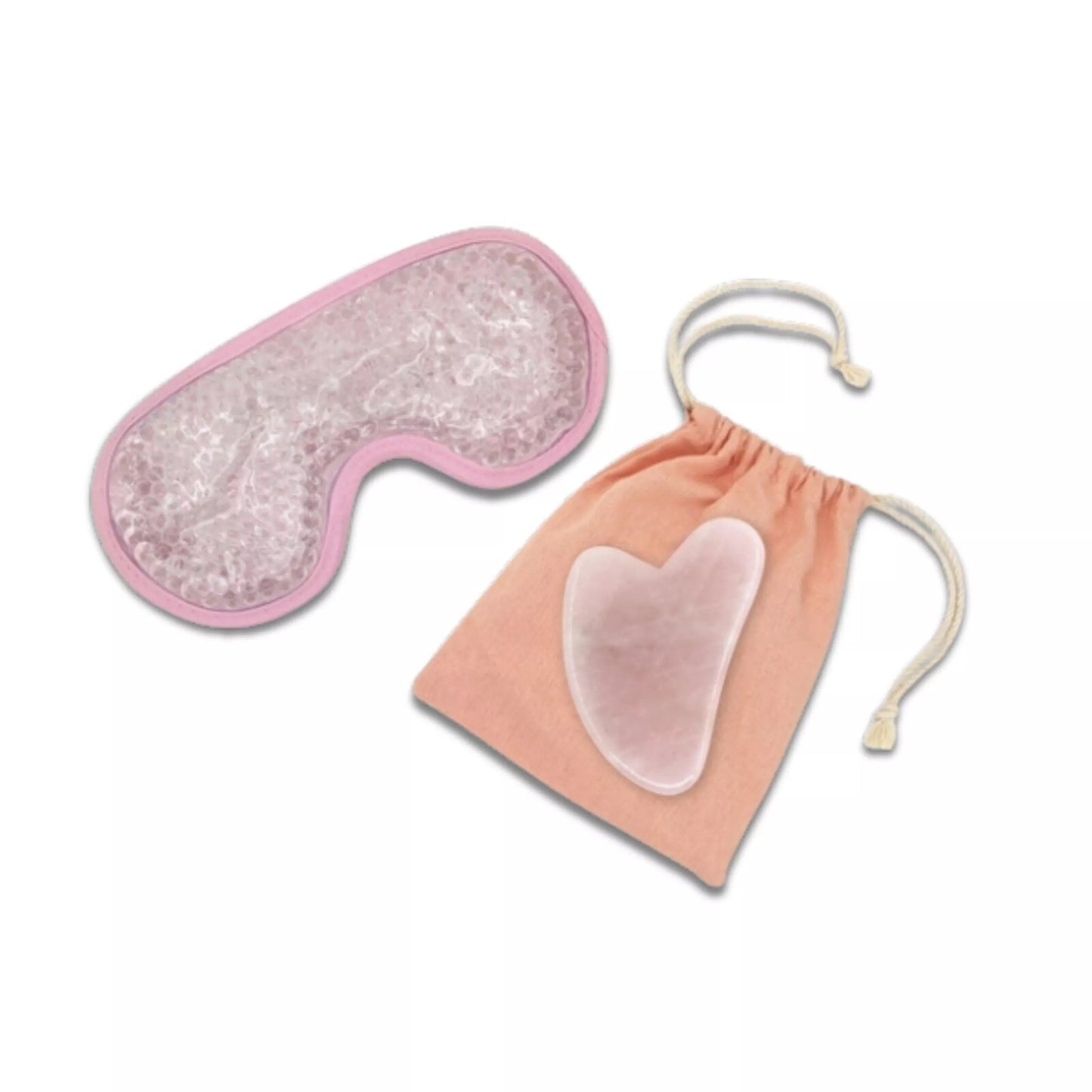 Gua Sha Masseur Visage en Quartz Rose et Masque Yeux Thermothérapie