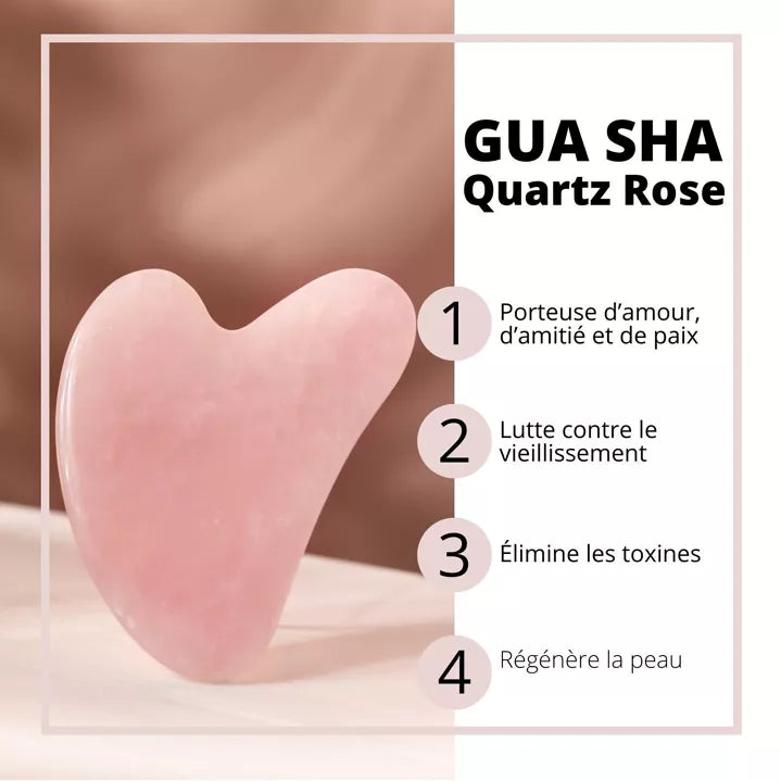 Gua Sha Masseur Visage en Quartz Rose et Masque Yeux Thermothérapie