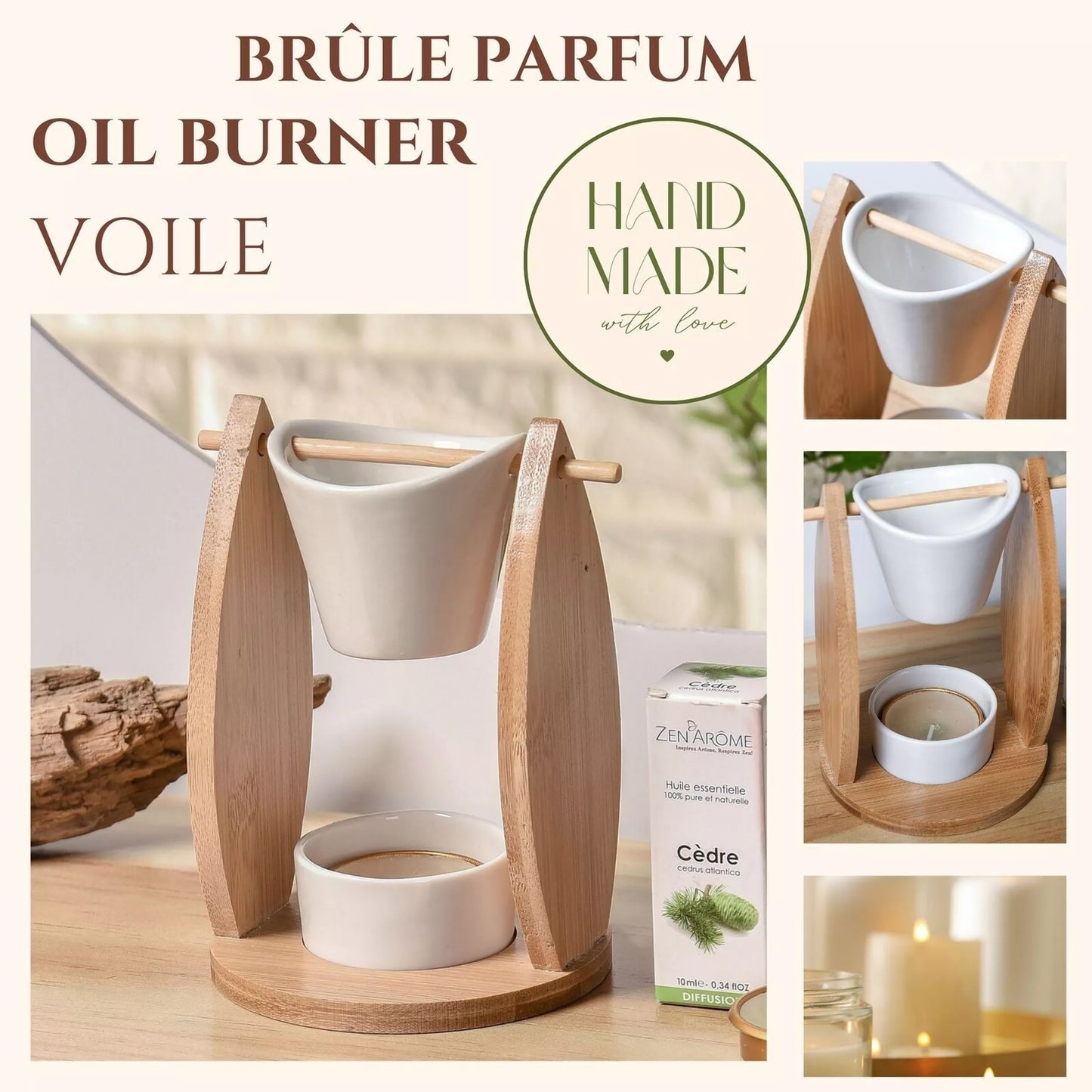 Brûle parfum bois et céramique