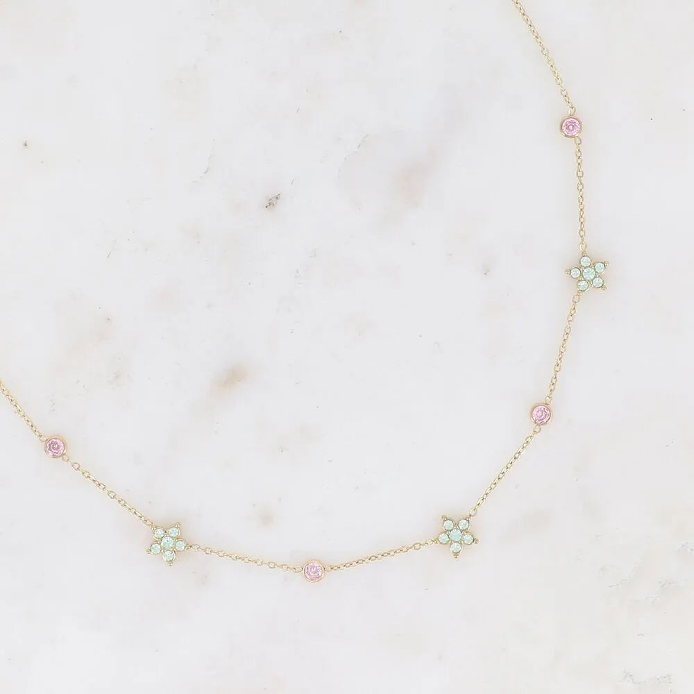 Collier Bohm - 4 Fleurs & Oxydes de Zirconium | Acier Inoxydable