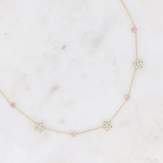 Collier Bohm - 4 Fleurs & Oxydes de Zirconium | Acier Inoxydable