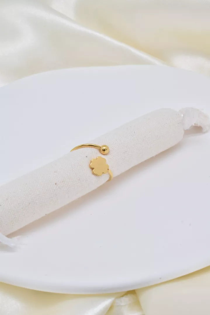 Bague en acier inoxydable trèfle porte bonheur