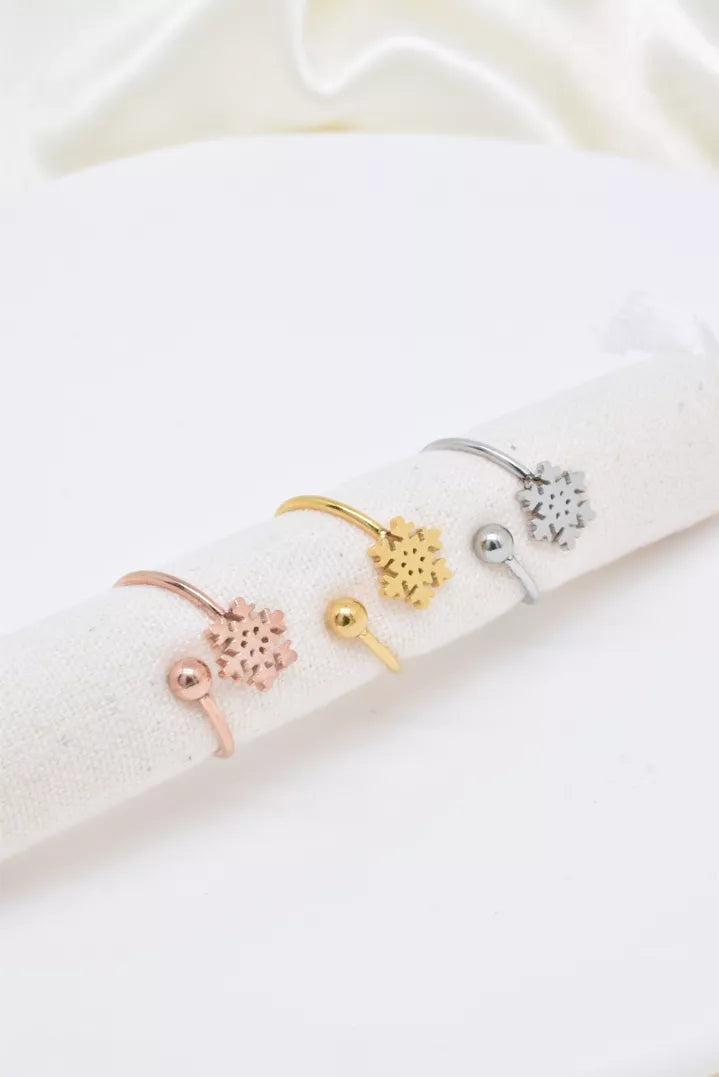 Bague en acier inoxydable flocon de neige