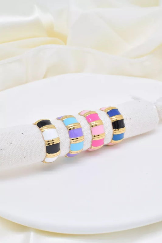 Bague en acier inoxydable en émail