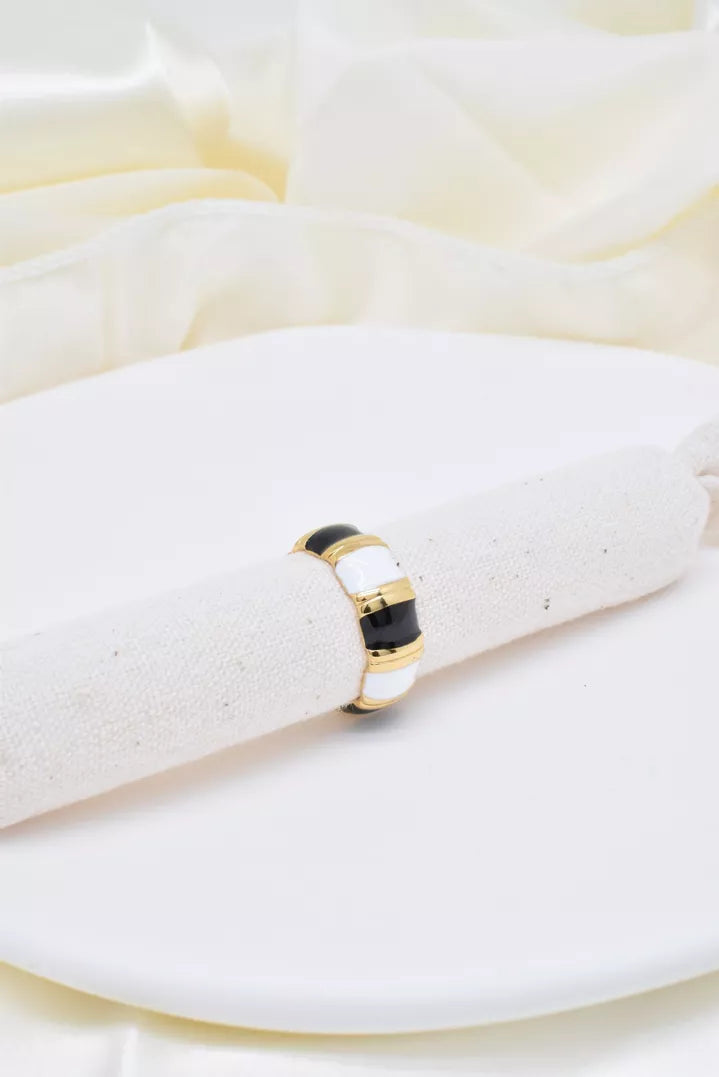 Bague en acier inoxydable en émail