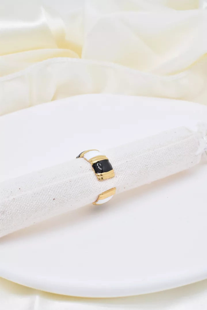 Bague en acier inoxydable en émail