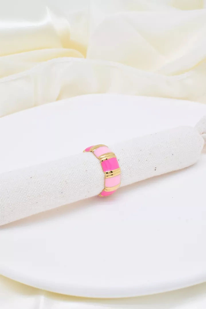 Bague en acier inoxydable en émail