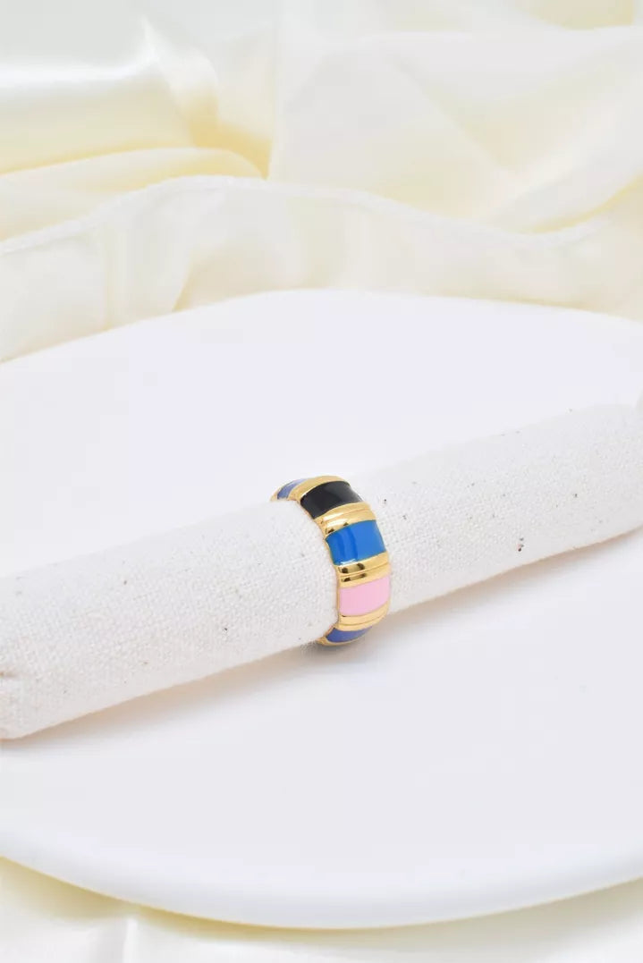 Bague en acier inoxydable en émail