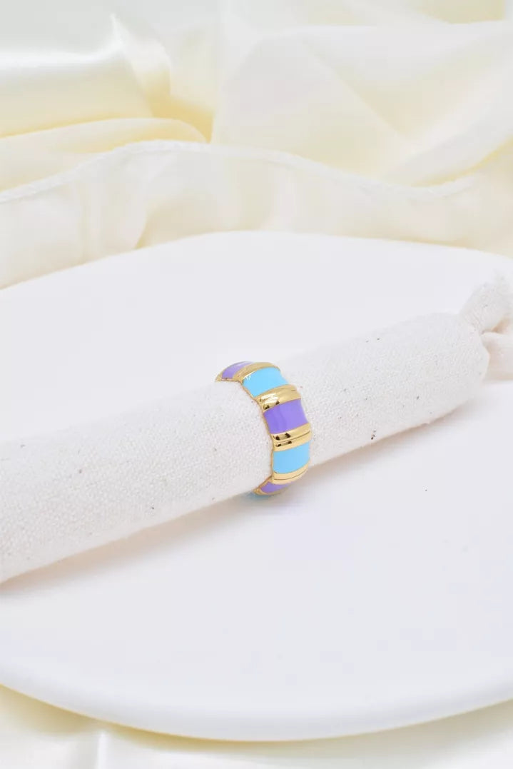 Bague en acier inoxydable en émail