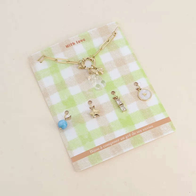 Cartelette WITH LOVE bracelet et 6 charms  Bohm Paris