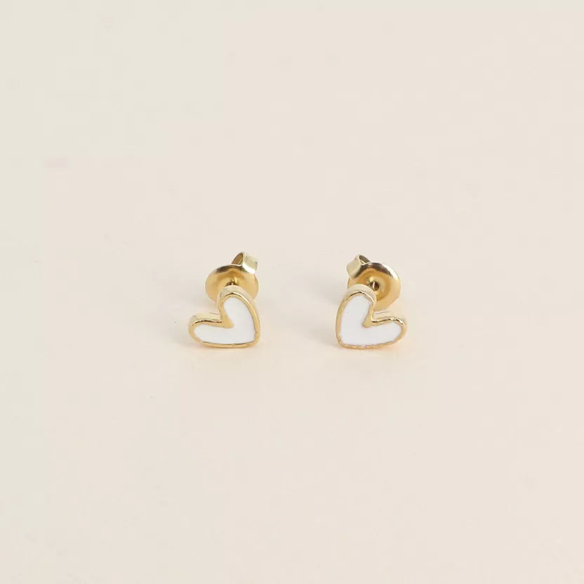 Boucles puces coeur en émail Bohm Paris