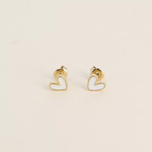 Boucles puces coeur en émail Bohm Paris