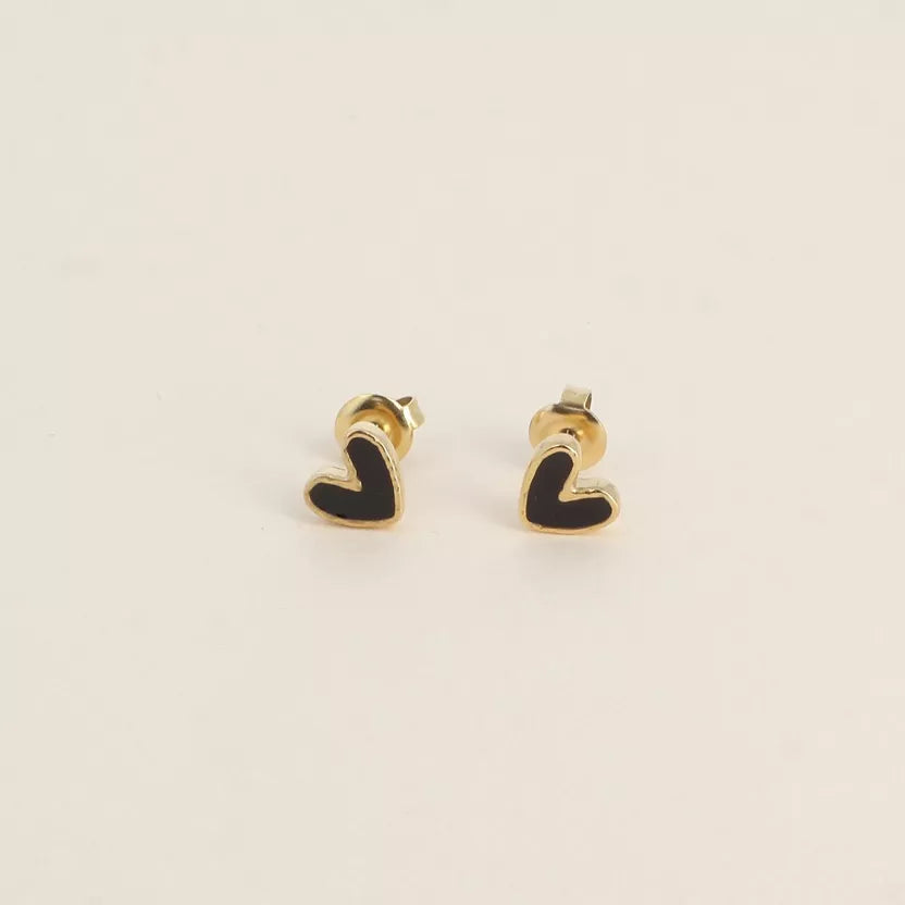 Boucles puces coeur en émail Bohm Paris