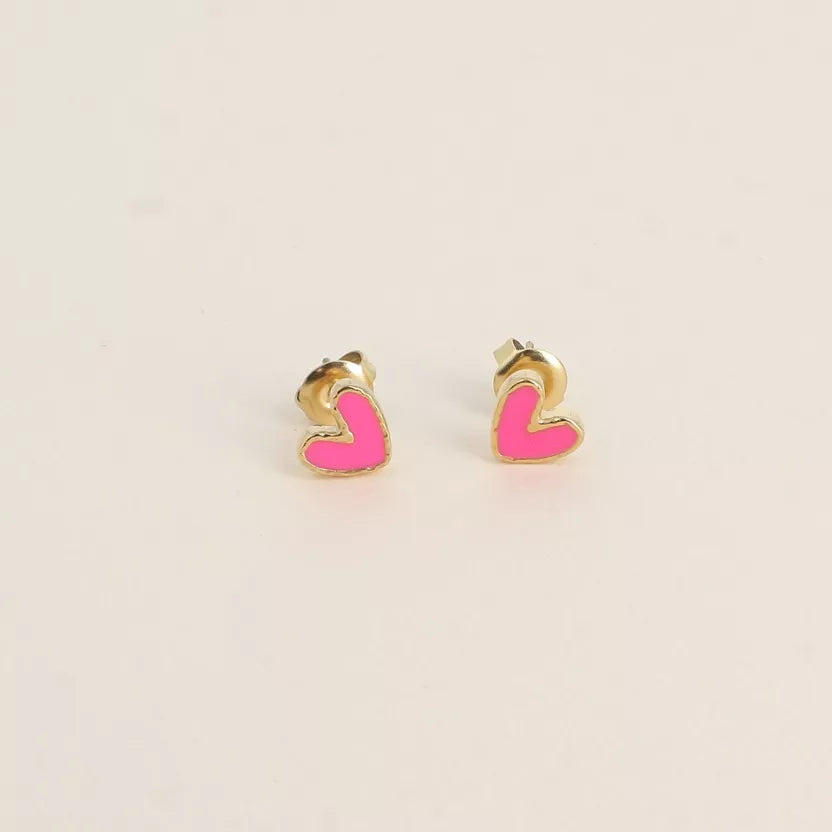 Boucles puces coeur en émail Bohm Paris