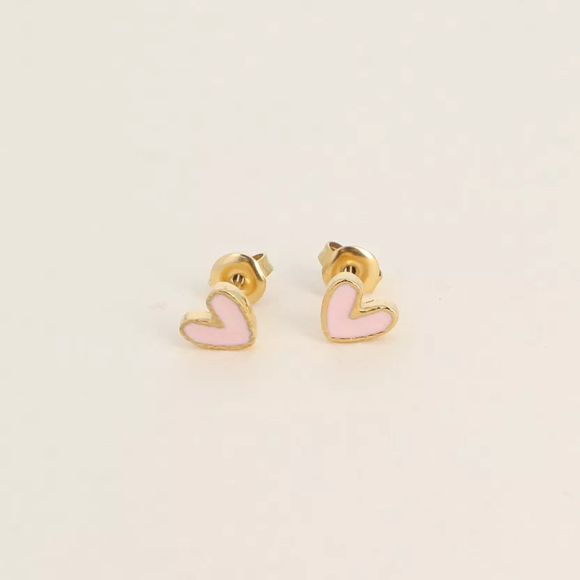 Boucles puces coeur en émail Bohm Paris