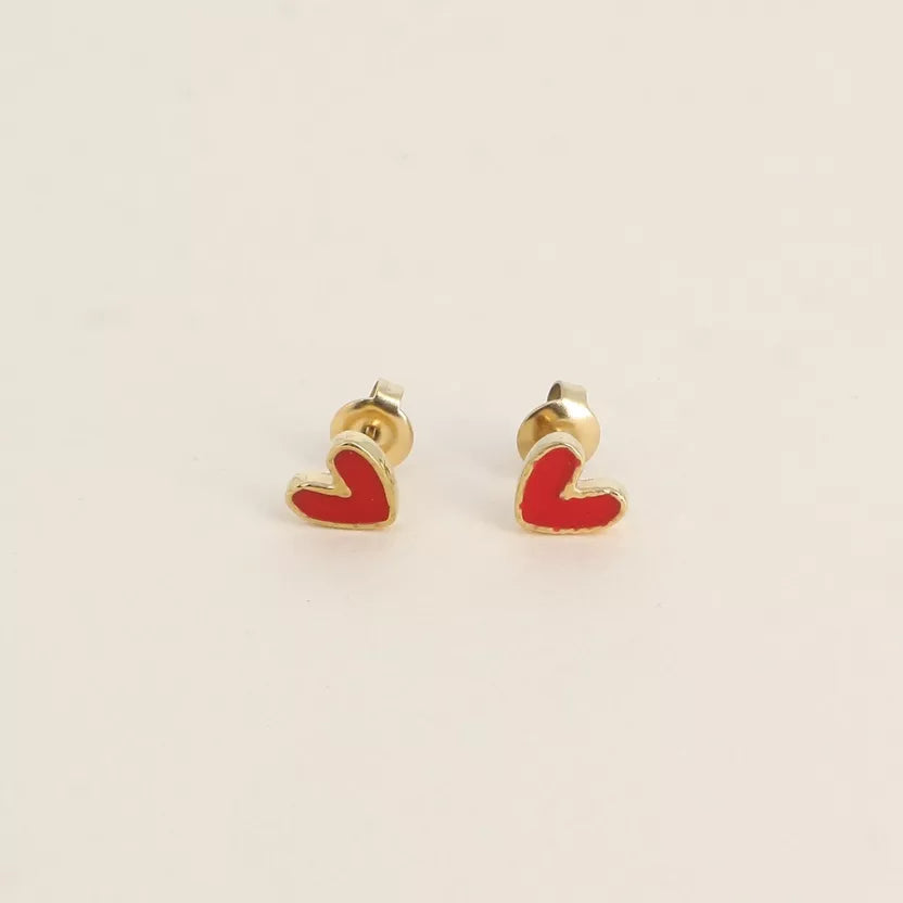 Boucles puces coeur en émail Bohm Paris