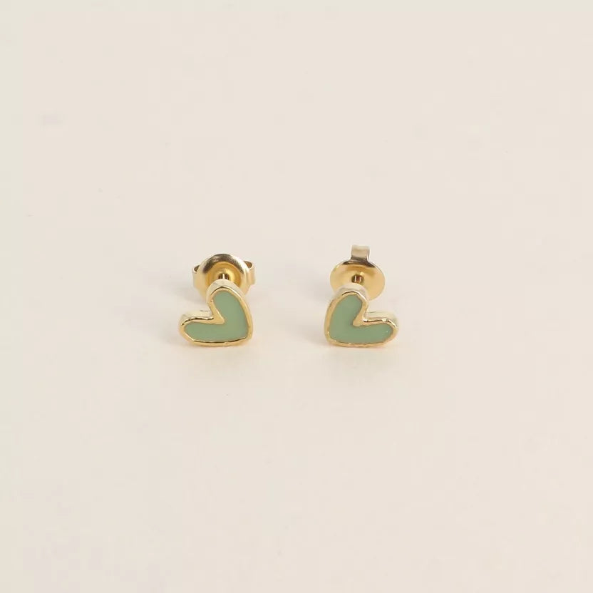 Boucles puces coeur en émail Bohm Paris