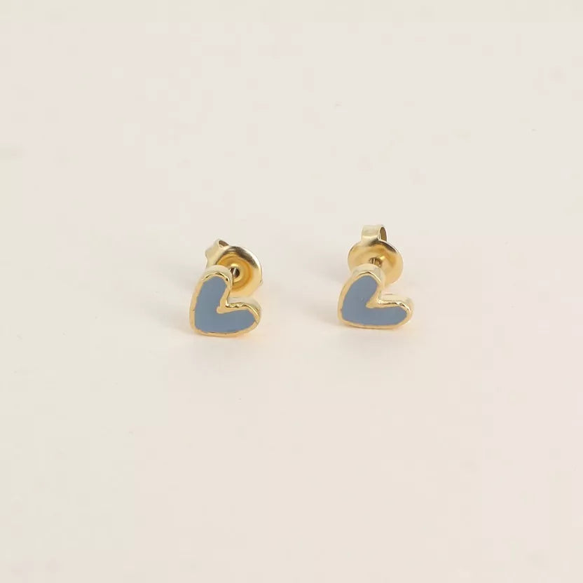 Boucles puces coeur en émail Bohm Paris