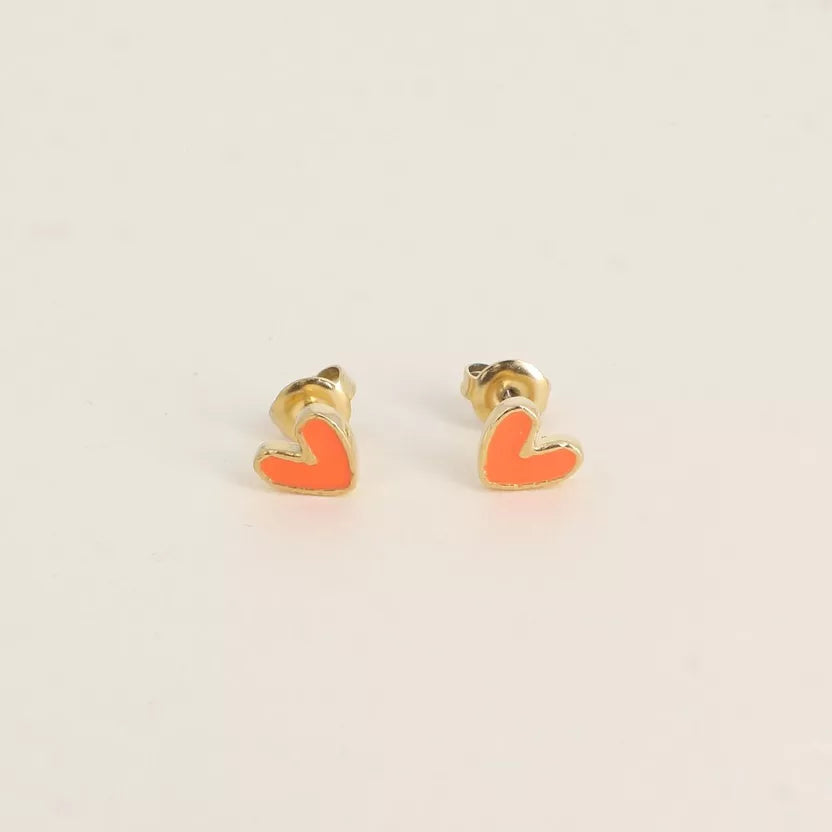 Boucles puces coeur en émail Bohm Paris