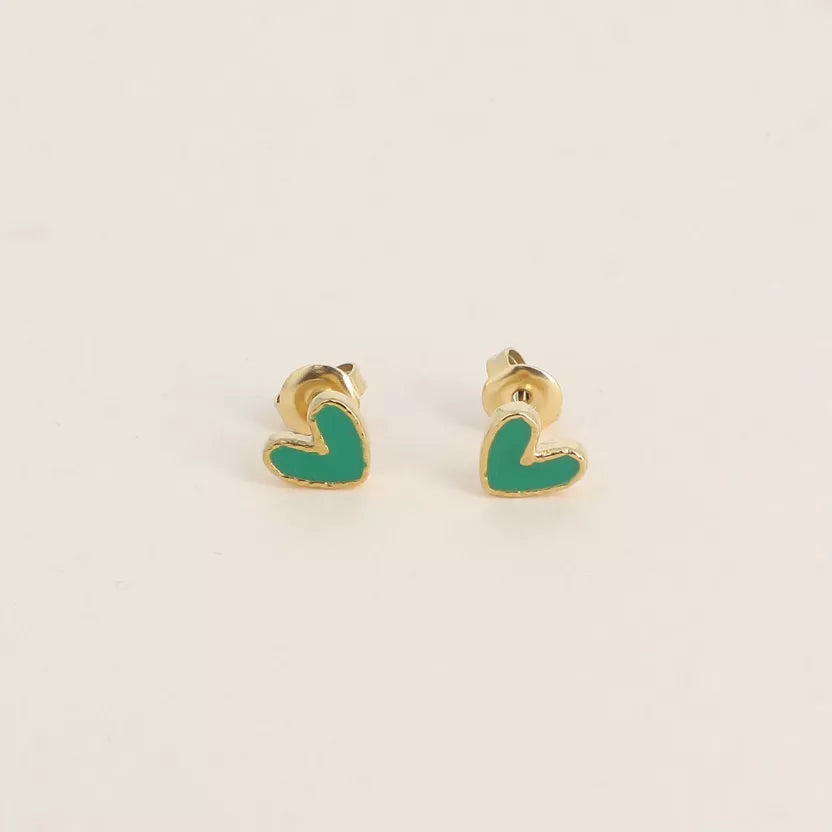 Boucles puces coeur en émail Bohm Paris