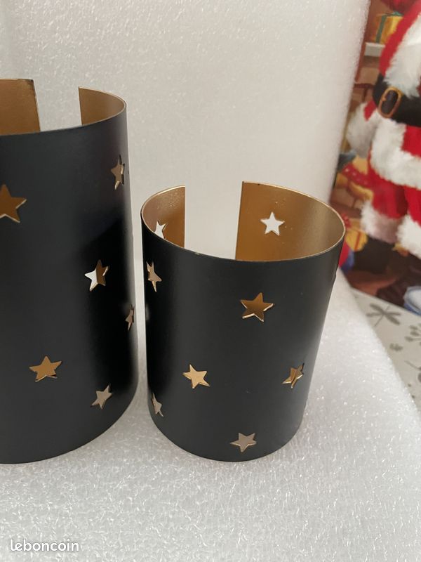 Ensemble de 3 bougeoirs en métal avec étoiles