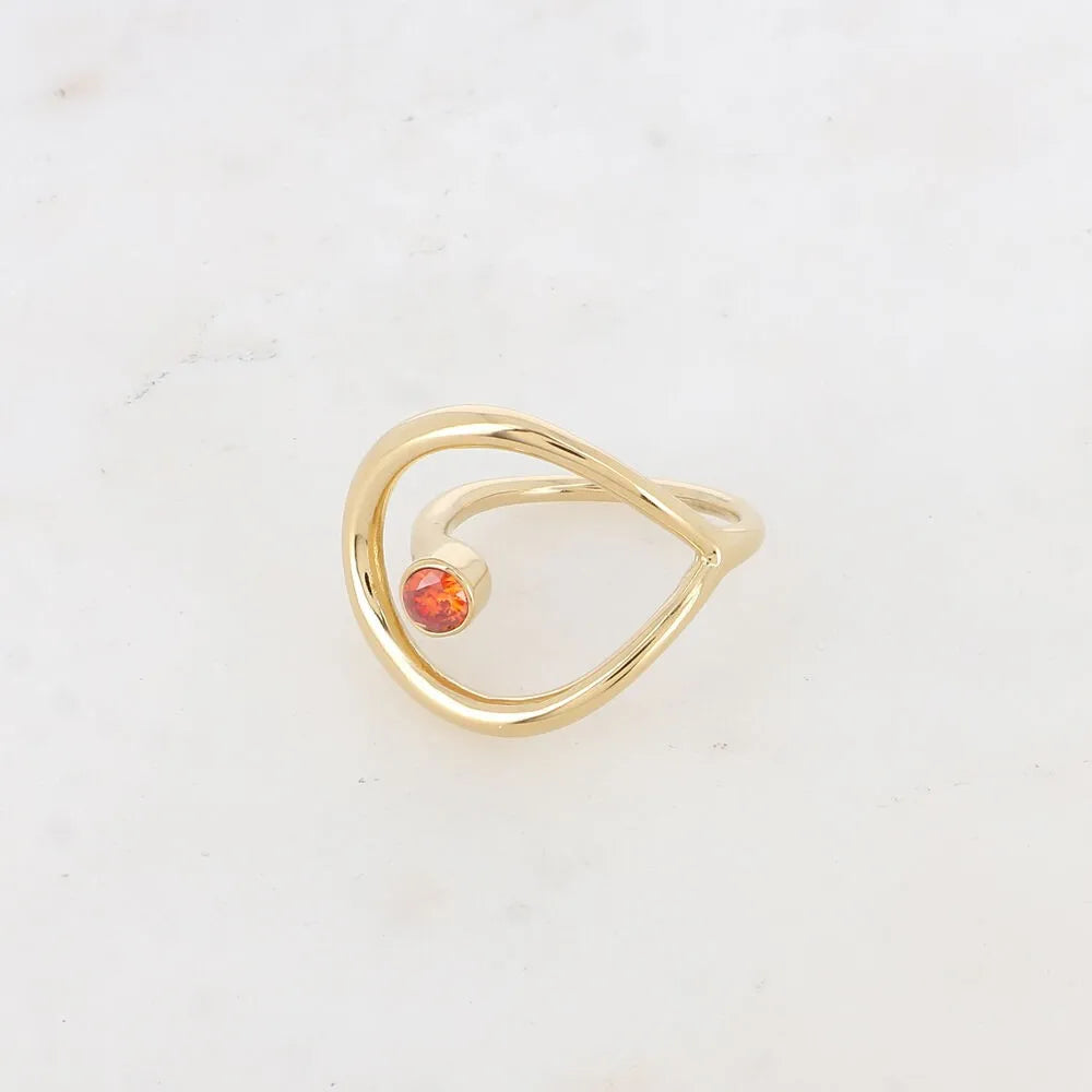 Bague Ajourée & Cristal Taillé | Acier Inoxydable Ajustable