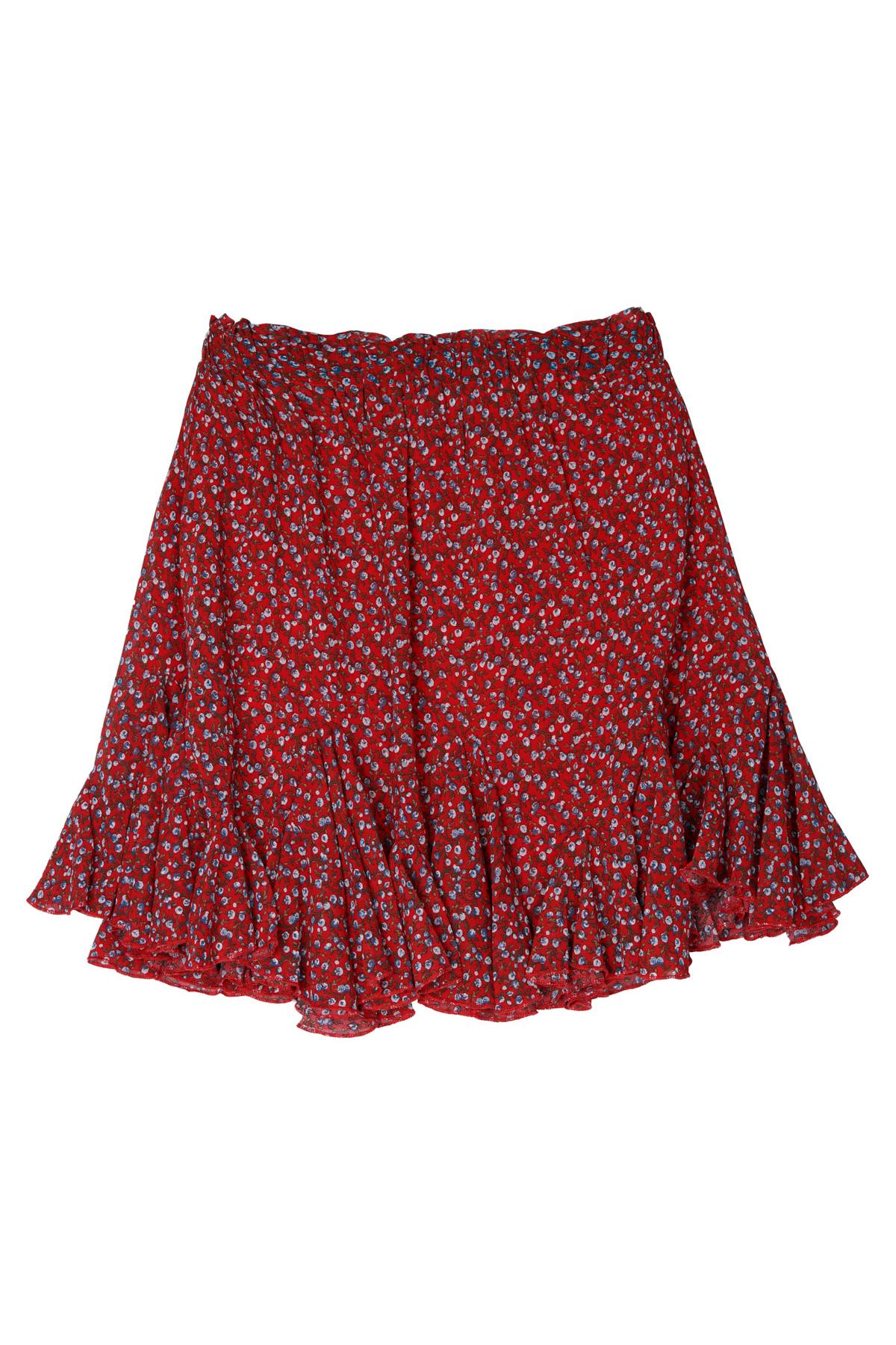 Jupe fluide avec imprimé fleuri et taille élastique.