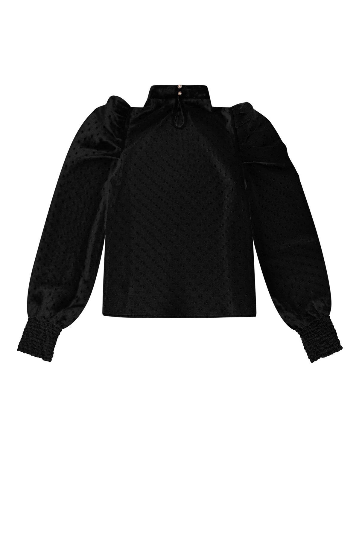 Polyester Femme Haut Manches Longues Puff Sleeve Col Montant