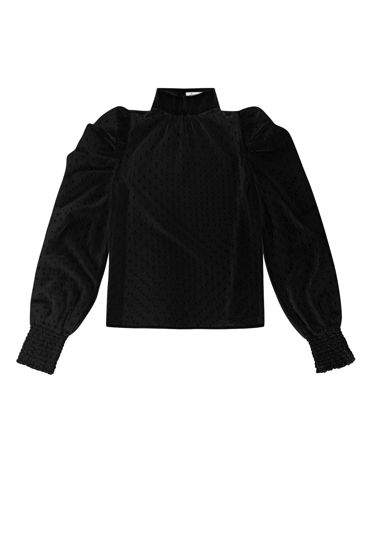 Polyester Femme Haut Manches Longues Puff Sleeve Col Montant