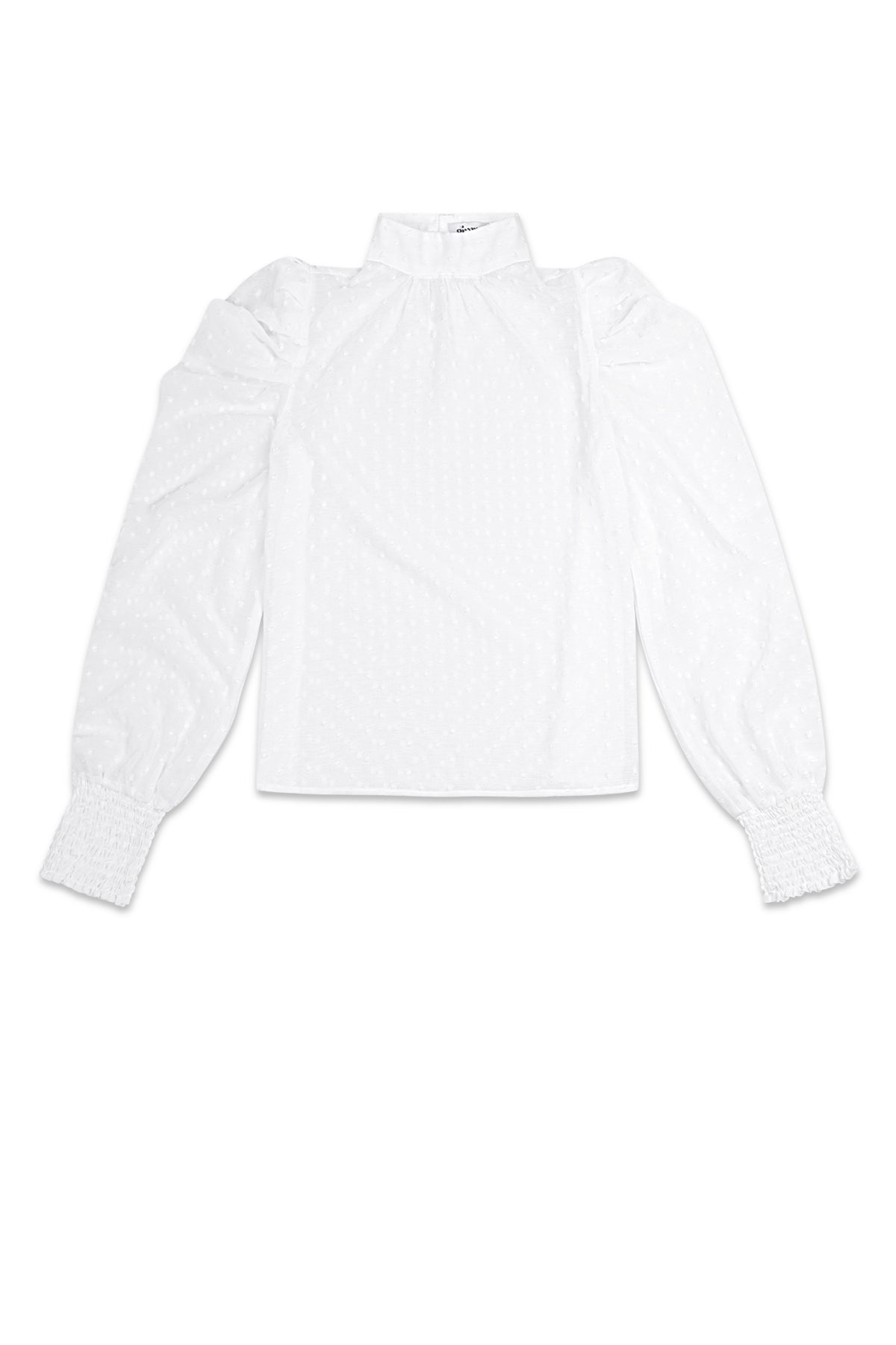 Polyester Femme Haut Manches Longues Puff Sleeve Col Montant