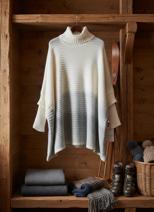 Pull poncho à col roulé
