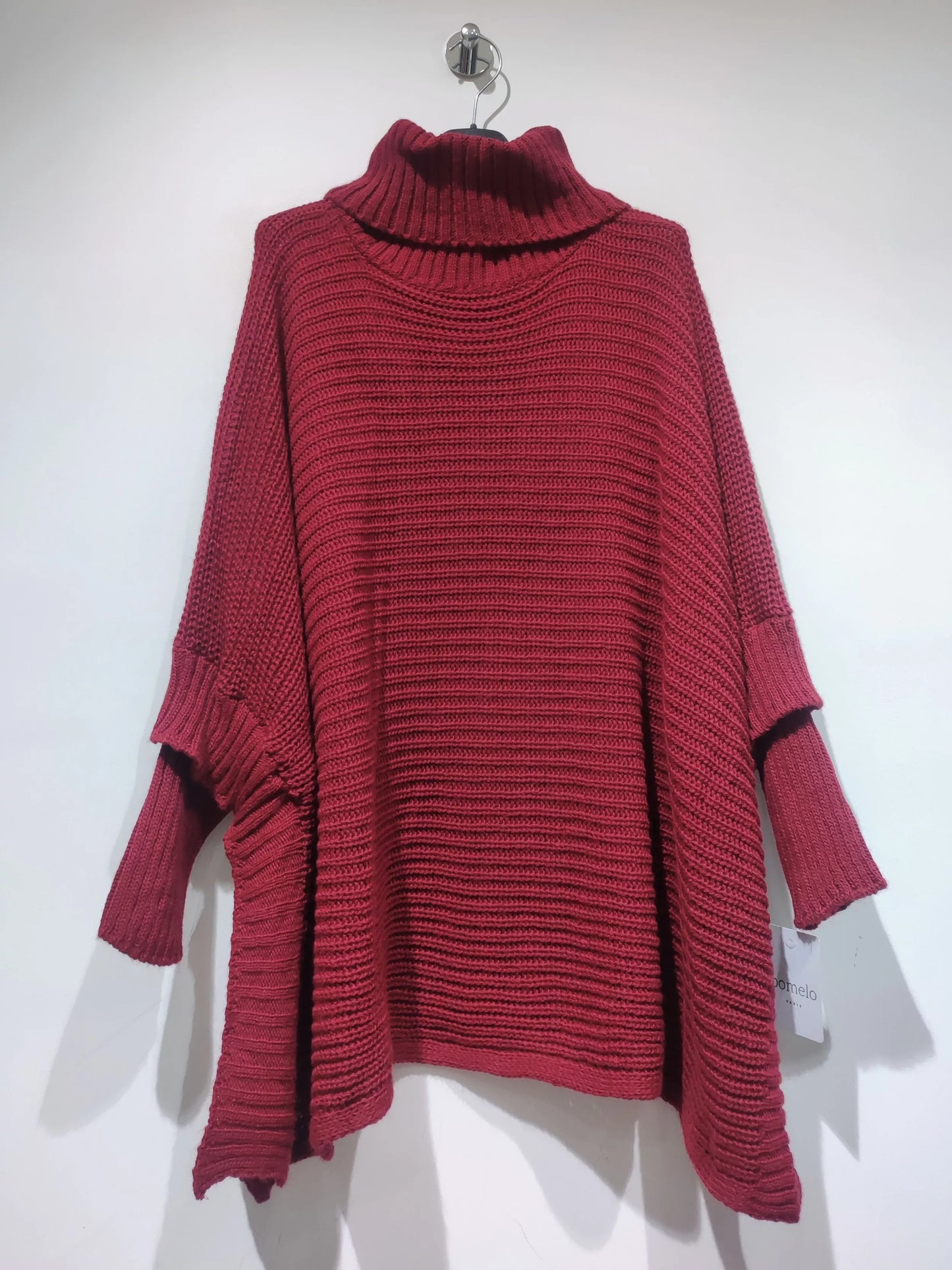 Pull poncho à col roulé